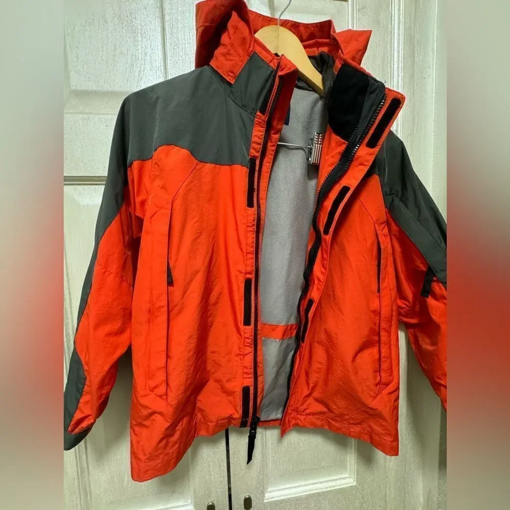 Gap Kids Boys L(10) Carrot Red Nylon Windbreaker Hooded Outdoor Jacket